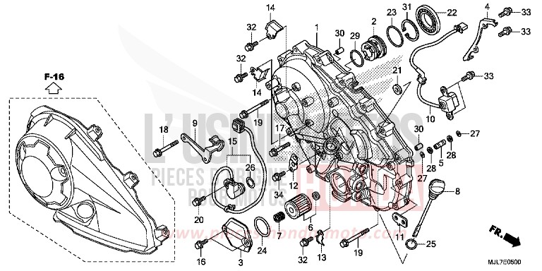 PANNEAU CARTER-MOTEUR D. de Integra 750 PEARL GLARE WHITE (NHB53) 2014